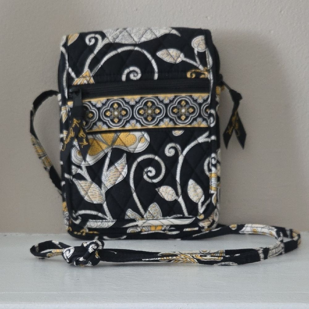 Floral Black and Gold Crossbody Bag